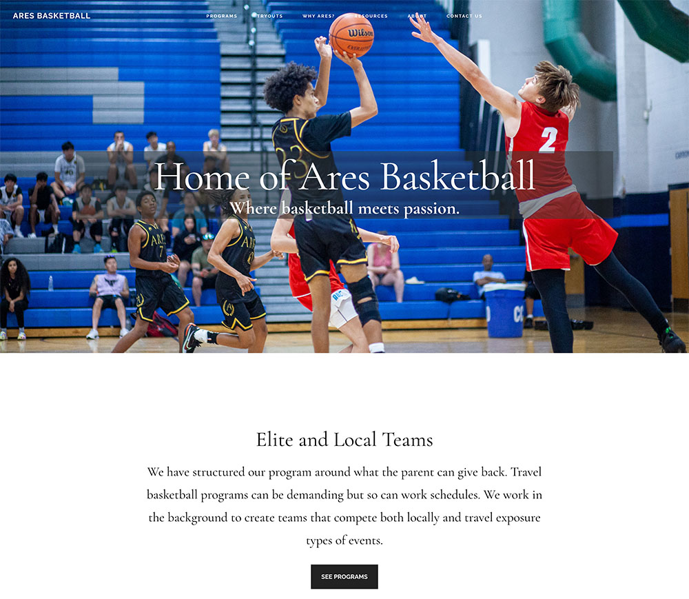 ares basketball web page