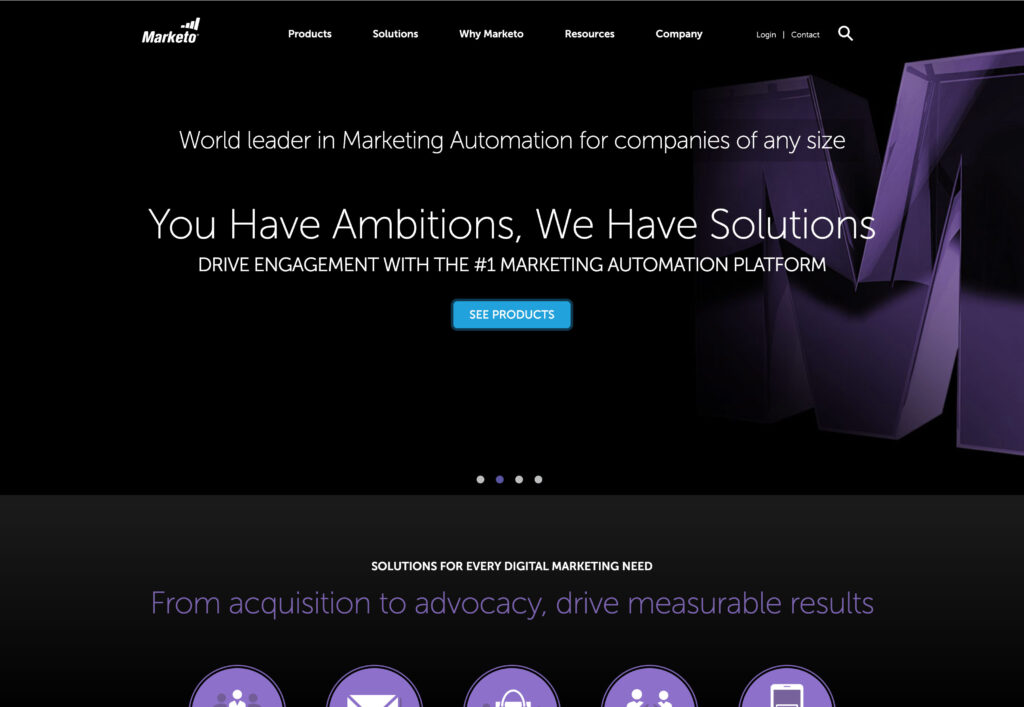 marketo homepage from 2017